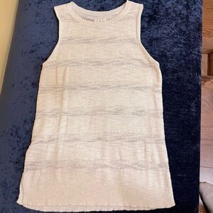 Lou & Gray Sleeveless Cotton Knit Tank Top in White with Subtle Stripes Size XS